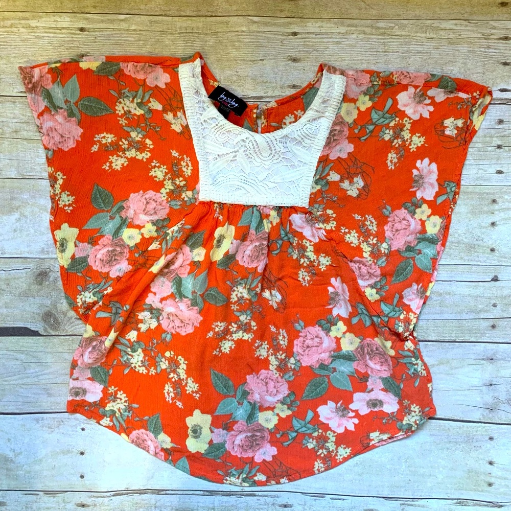 Girls Boho Pheasant Top in Floral & Lace